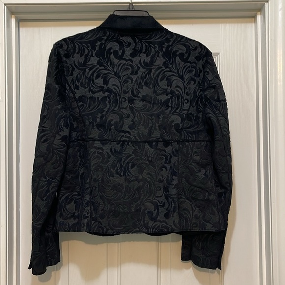 Carina - black on black faux suede with velvet brocade fitted jacket  - M - Picture 2 of 9